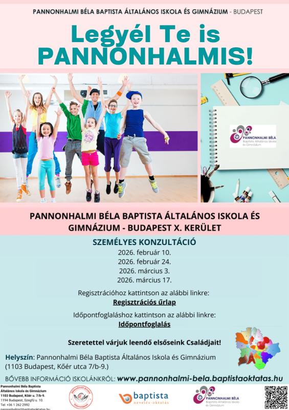 Pannonhalmi Béla Baptista Általános Iskola és Gimnázium - Regisztrációs lap